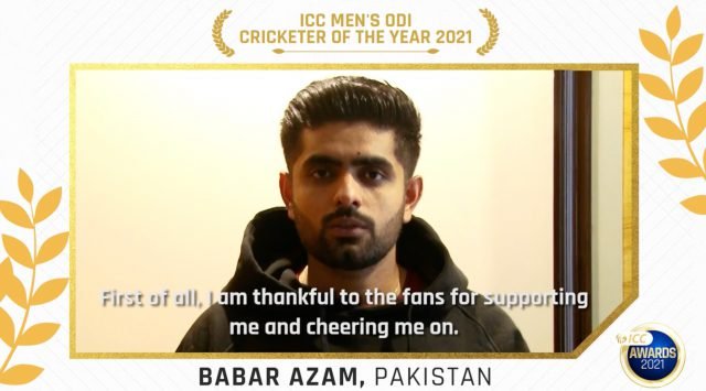 Babar Azam wins ICC ODI Cricketer of the Year award. Pic/Screengrab ICC