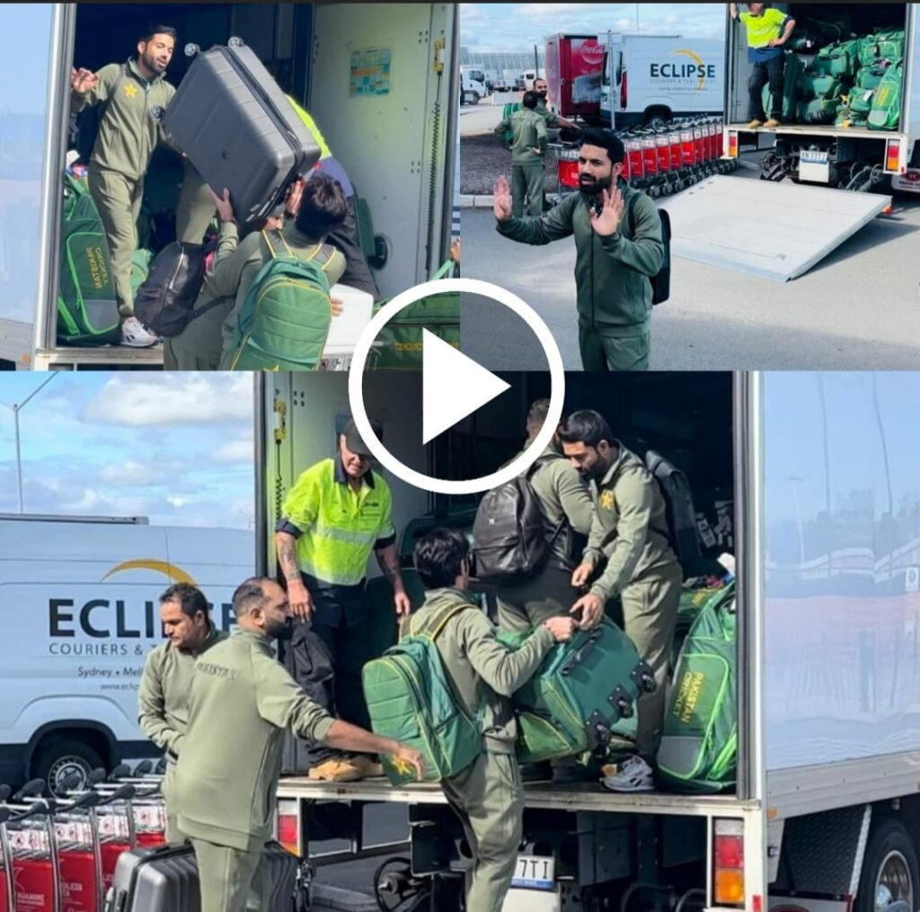 Click on pic to watch Babar Azam and co loading luggage in Truck upon arrival in Australia.