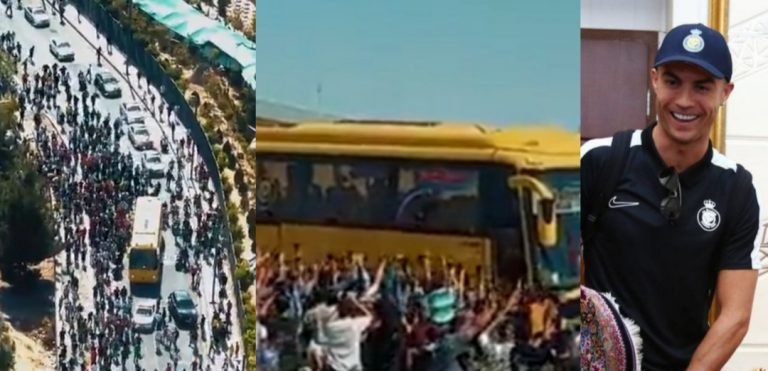 Fans go Crazy as Cristiano Ronaldo arrives in Tehran with Al-Nassr 