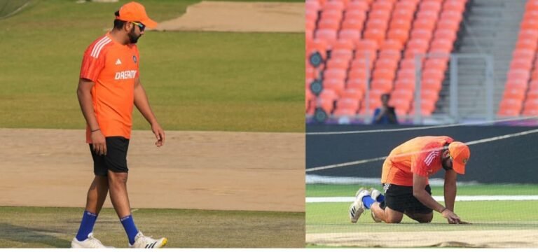Rohit Sharma inspects Ahmedabad pitch ahead of World Cup clash vs Australia
